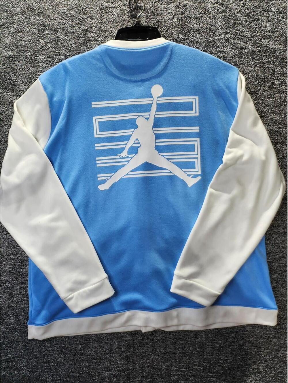 Jordan Jumpman Dri-FIT Varsity Jacket XXL Blue White Snap Closure Pockets - Picture 7 of 15